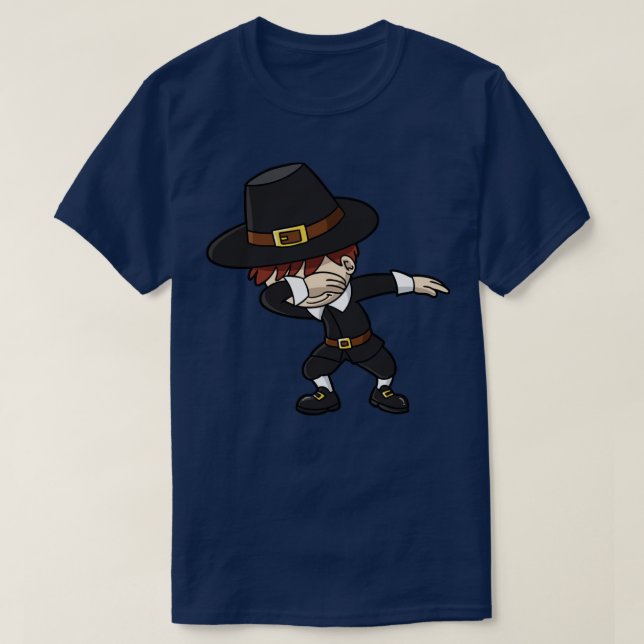 Thanksgiving Dabbing Pilgrim Dab Dance Boys Kids T Shirt (Design framsida)
