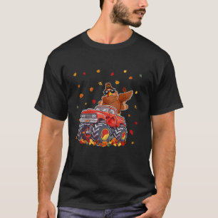 Thanksgiving Dabbing Turkey Riding Monster Lastbil T Shirt