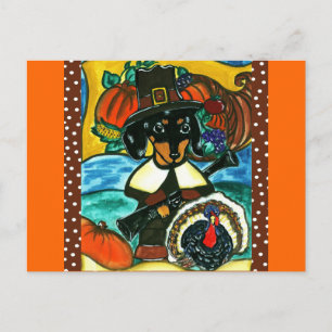 Thanksgiving Dachshund Helg Vykort