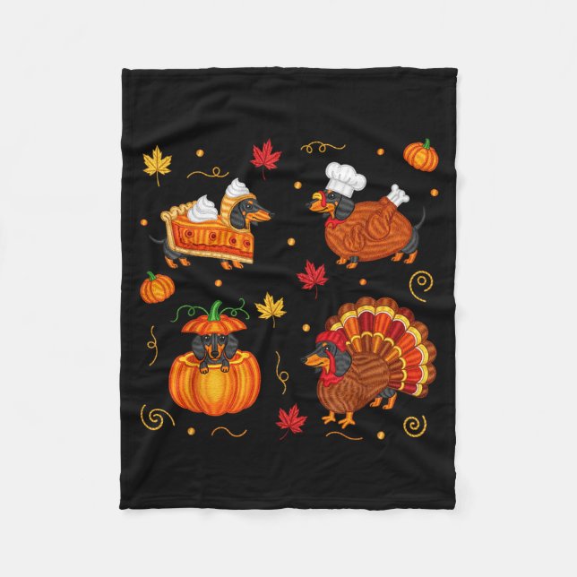 Thanksgiving Dachshund Weiner Dog Turkey Cute Pump Fleecefilt (Framsidan)