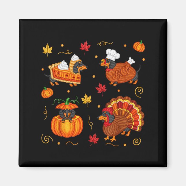 Thanksgiving Dachshund Weiner Dog Turkey Cute Pump Magnet (Framsidan)