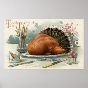 Thanksgiving Dag A Dämpat Turkiet för middag Poster