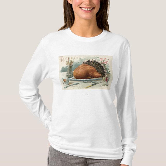 Thanksgiving Dag A Dämpat Turkiet för middag Tee (Framsida)