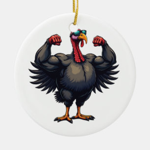 Thanksgiving Dag Gym-workout för Bodybuilding i Tu Julgransprydnad Keramik