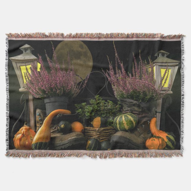 Thanksgiving Dag scen med bänkskörd och fallskörd Mysfilt (Framsidan)