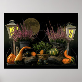 Thanksgiving Dag scen med bänkskörd och fallskörd Poster