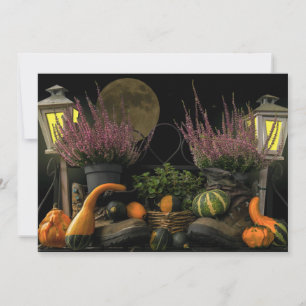 Thanksgiving Dag-scen med Bench och Fall Harvest Julkort