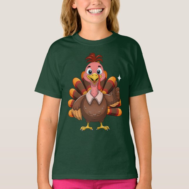 Thanksgiving-dagen i Lycklig i Helgdag T Shirt (Framsida)