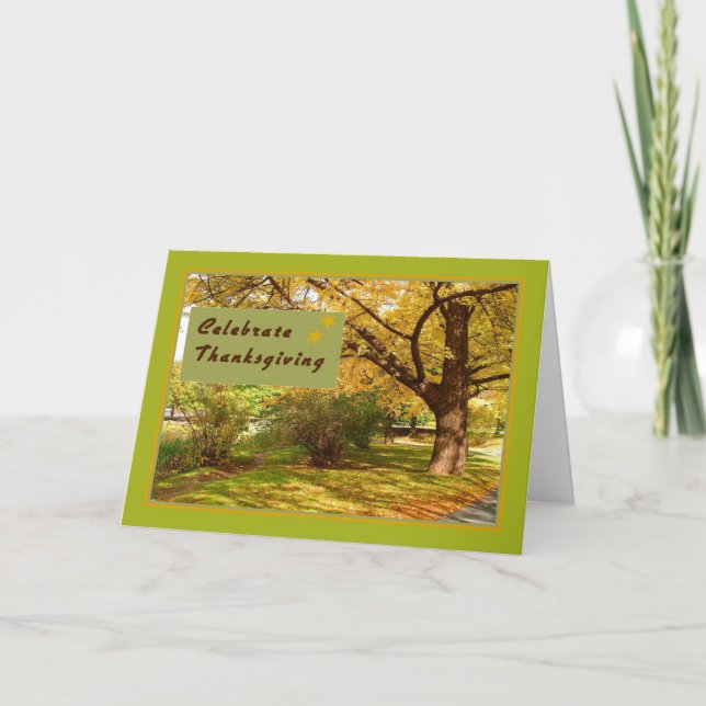 Thanksgiving-dagskort med Fall Park Scenia Helgkort (Framsida)