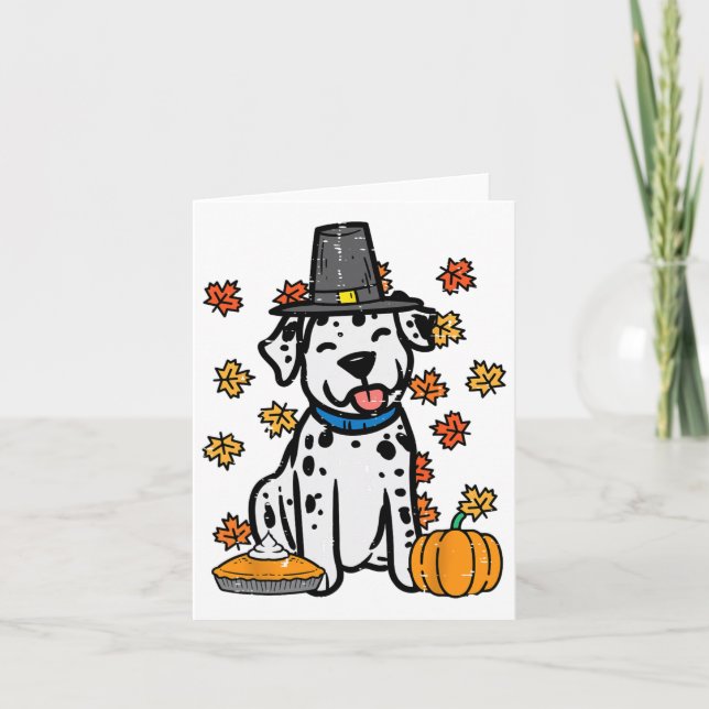 Thanksgiving Dalmatien Cute Fall Hösten Hund Wo Kort (Framsida)