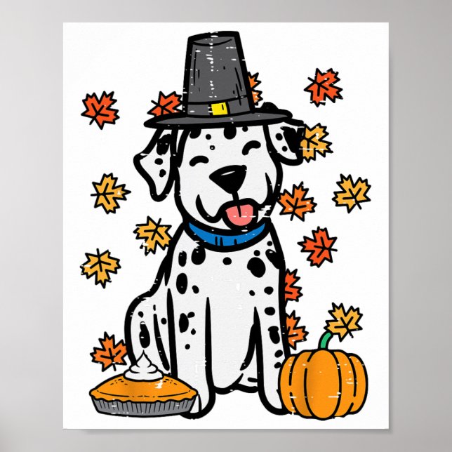 Thanksgiving Dalmatien Cute Fall Hösten Hund Wo Poster (Framsidan)