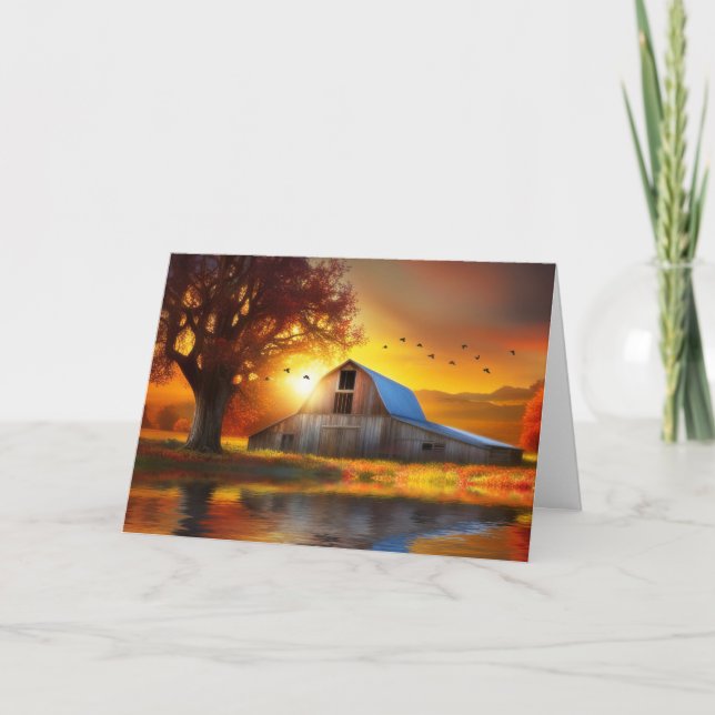 Thanksgiving Day Barn Höst färger i Land Kort (Framsida)