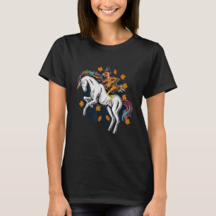 Thanksgiving Day Costume Turkey Pilgrim Riding Uni T Shirt