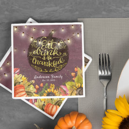 Thanksgiving Day Dinner Party Pumpkin String Light Pappersservett