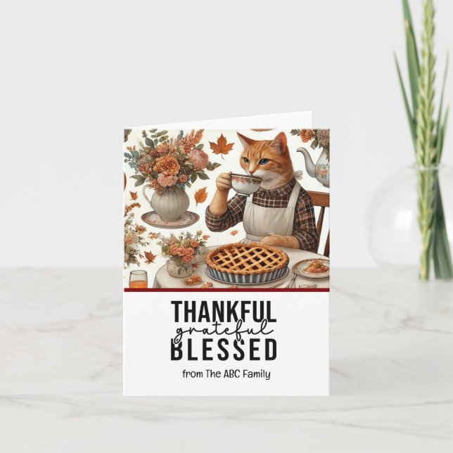 Thanksgiving Day for Cat Lovers Helgdag Card Helgkort (Framsida)