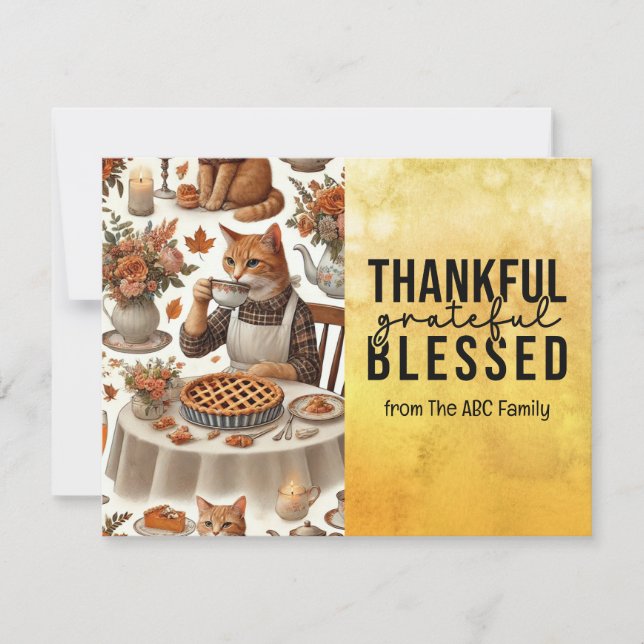 Thanksgiving Day for Cat Lovers Holiday Card  Julkort (Framsida)
