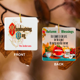 Thanksgiving Day/Ge tack.. (Psalm 106:1) Julgransprydnad Keramik