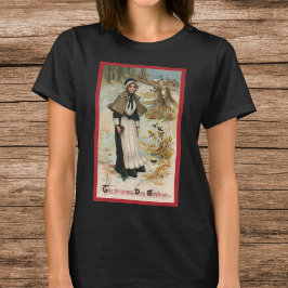 Thanksgiving Day Hälsning med en Pilgrim Woman T-shirt