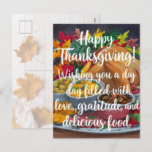 Thanksgiving Day of Kärlek and Gratitude Helg Vykort