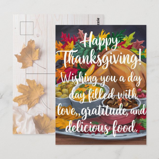 Thanksgiving Day of Kärlek and Gratitude Vykort (Fram/baksida)