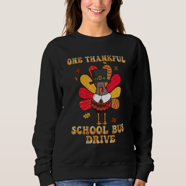 Thanksgiving Day One Thankful School Bus Driver Cu T Shirt (Framsida)