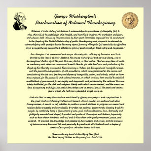 Thanksgiving Day Proklamation av George Washington Poster