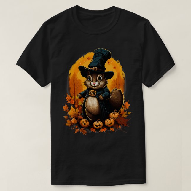 Thanksgiving Day Squirrel Pilgrim Fall Autumn Hall T Shirt (Design framsida)