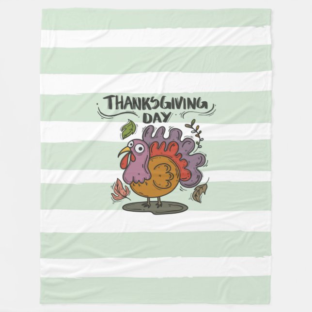 Thanksgiving Day Turkey Art - Classic Autumn Fleecefilt (Framsidan)