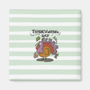Thanksgiving Day Turkey Art - Classic Autumn Magnet