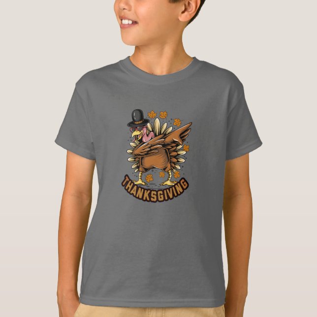 Thanksgiving Day Turkey Dancing Dabbing Stil T Shirt (Framsida)