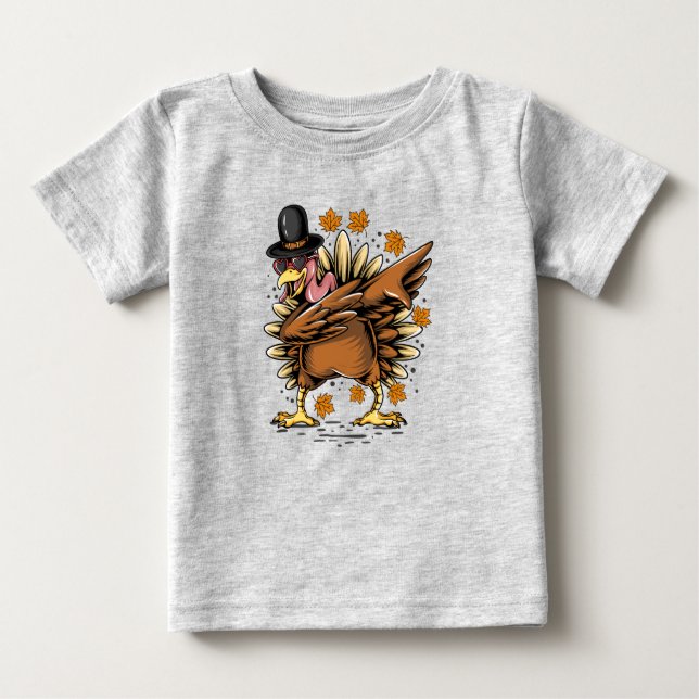 Thanksgiving Day Turkey Dancing Dabbing Stil T Shirt (Framsida)
