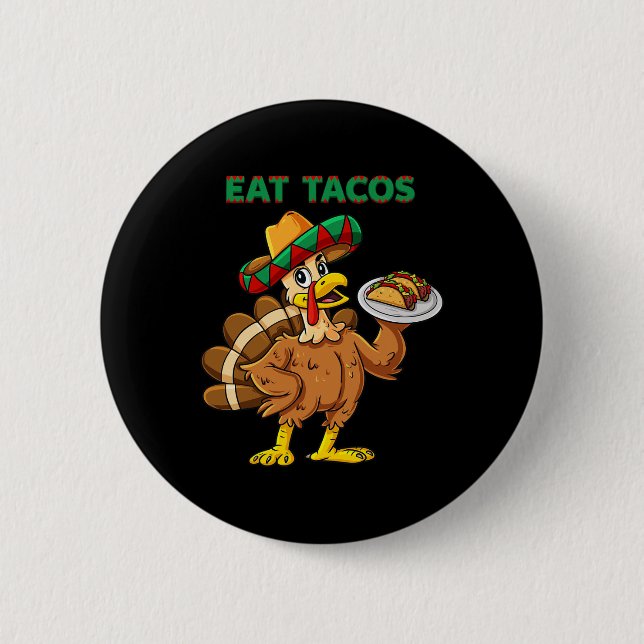 Thanksgiving Day Turkey Eat Tacos Mexican Sombrero Knapp (Framsida)