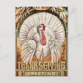 Thanksgiving Day White Turkey & Pumpkin Hälsning Helg Vykort