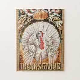Thanksgiving Day White Turkey & Pumpkin Hälsning Pussel