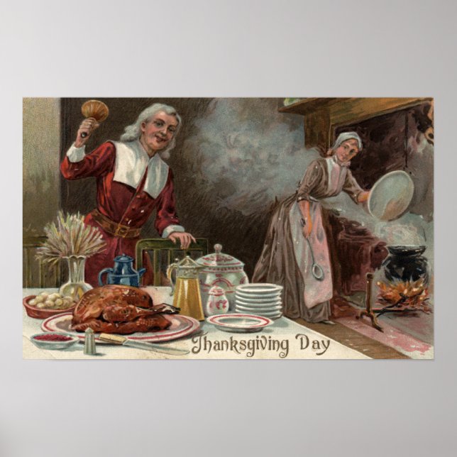 Thanksgiving DayPilgrim Dinner Scene Poster (Framsidan)