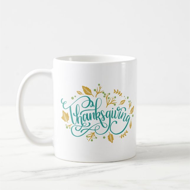 Thanksgiving Decorative Calligraphy Höst löv Kaffemugg (Vänster)