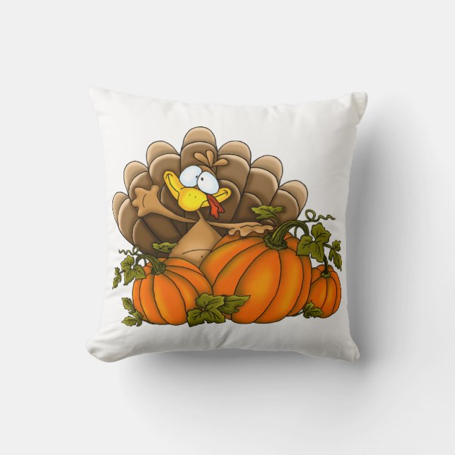 Thanksgiving Dekorativ kudde/Turkiet med pumpor Kudde (Framsida)
