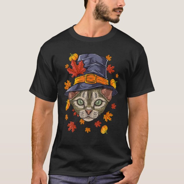 Thanksgiving Devon Rex Pilgrim Costume Fall Autumn T Shirt (Framsida)