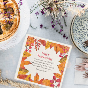 Thanksgiving Dikt Rustic Autumn Foliage Pappersservett