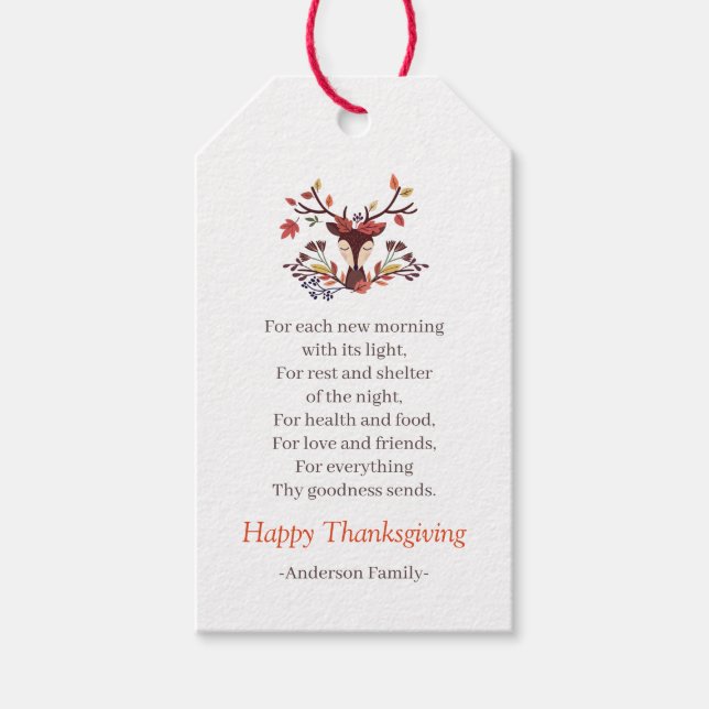 Thanksgiving Dikt Rustic Autumn Foliage Presentetikett (Framsidan)