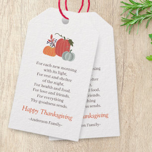 Thanksgiving Dikt Rustic Autumn Pumpkins Presentetikett