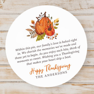Thanksgiving Dikt Rustic Pumpkin Harvest Runt Klistermärke
