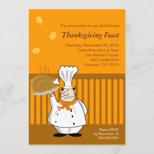 Thanksgiving Dinner 5x7 CHEF TURKEY-inbjudan Inbjudningar