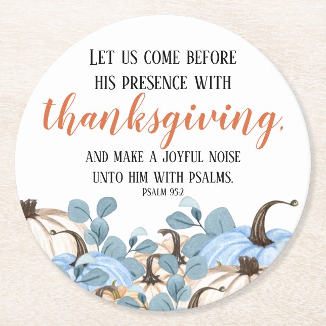 Thanksgiving Dinner Bible Verse Underlägg Papper Rund (Framsidan)