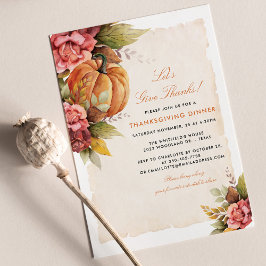 Thanksgiving Dinner Blommigt Pumpkin Julkort