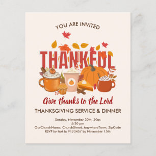 THANKSGIVING DINNER Church Service-inbjudan Flygblad
