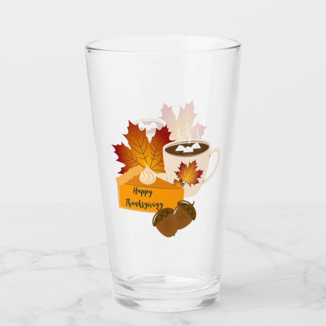 Thanksgiving Dinner Cuisine Pumpkin Paj Hett Choco Glaskopp (Framsida)