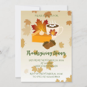 Thanksgiving Dinner Cuisine Pumpkin Paj Hett Choco Inbjudningar