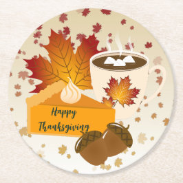 Thanksgiving Dinner Cuisine Pumpkin Paj Hett Choco Underlägg Papper Rund
