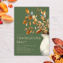 Thanksgiving Dinner Fall Oliv grönt Friendsgiving